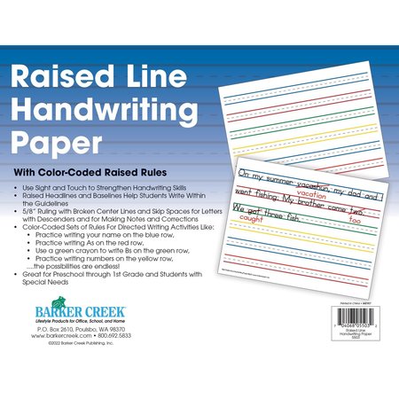 Barker Creek Raised Line Handwriting Paper, 50 sheets/Package 5503